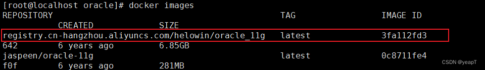 查看本地Oracle镜像列表